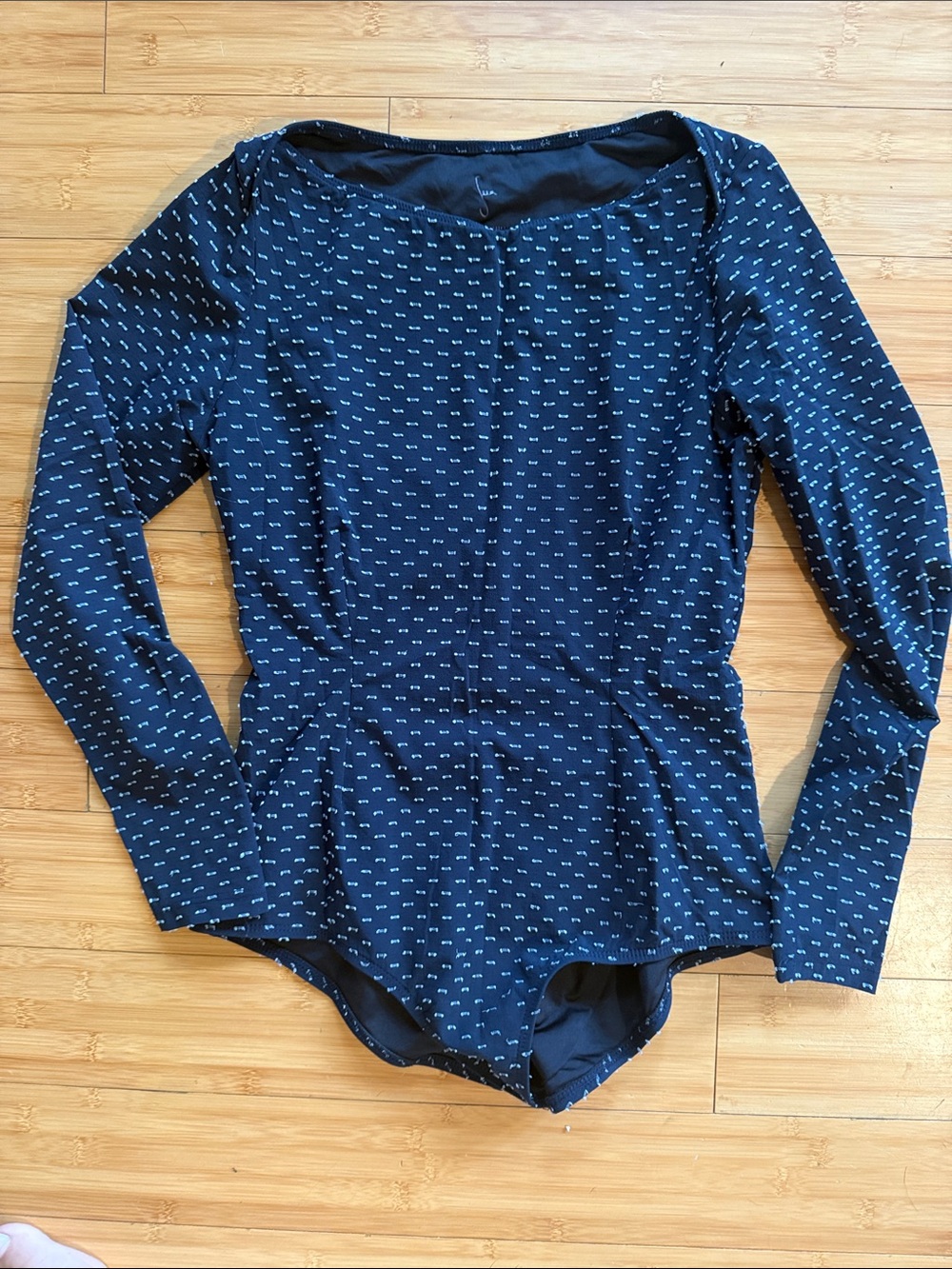 Seea Navy Long-Sleeve Patterned Women's Bodysuit